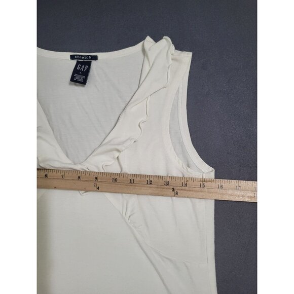 GAP Women's LG Stretch V Neck y2k Tank Top Ruffle Vintage Babydoll Feminine - Picture 6 of 7
